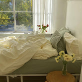 Juego de cama de colores mixtos: verde y amarillo